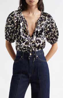 Ulla Johnson Neema Tie Neck Satin Top