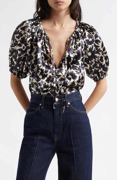 Ulla Johnson Neema Tie Neck Satin Top