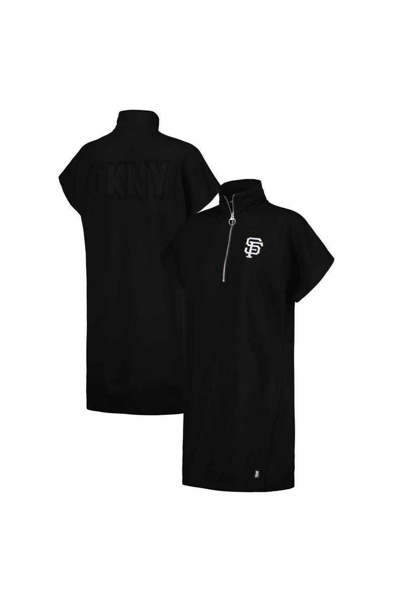 DKNY SPORT Women's DKNY Sport Black San Francisco Giants Emily Quarter-Zip Sneaker Dress, Main, color, Black