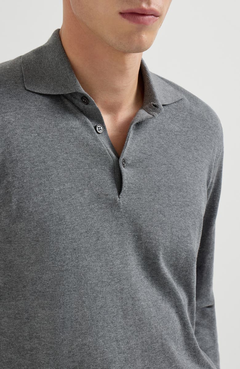 Brunello Cucinelli Polo-style sweater, Alternate, color, Dark Grey