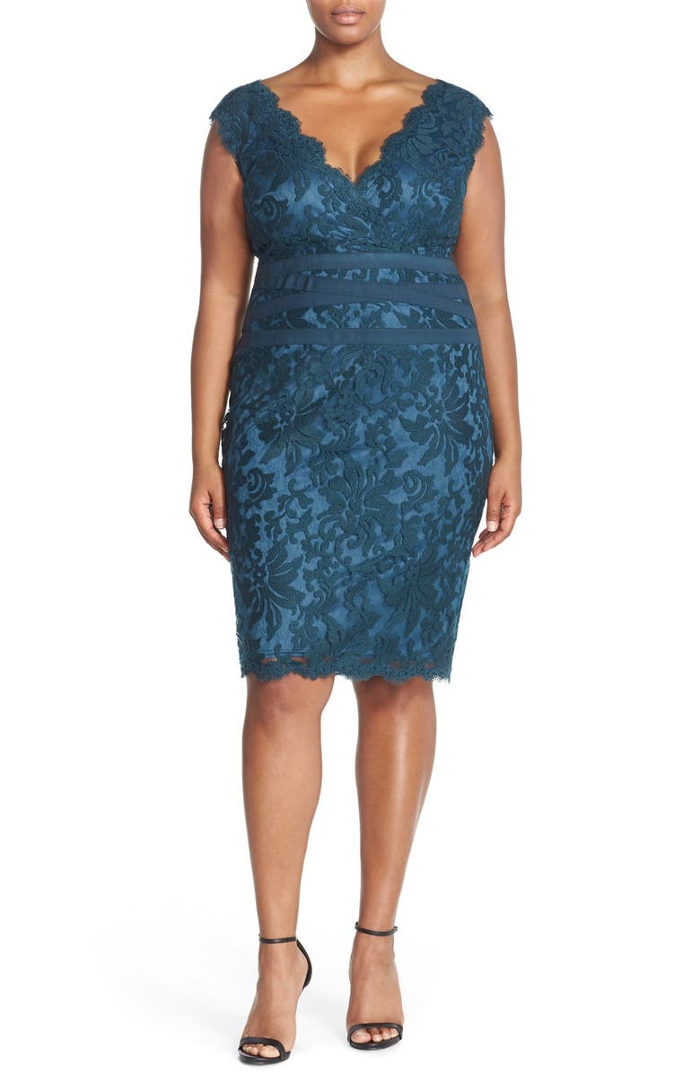 Tadashi Shoji Embroidered Lace Sheath Dress, Main, color,
