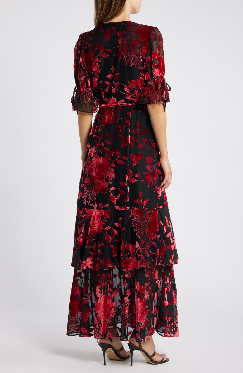 Hutch Floral Pattern Wrap Dress, Alternate, color, Black Pink Chinoiserie Bouquet