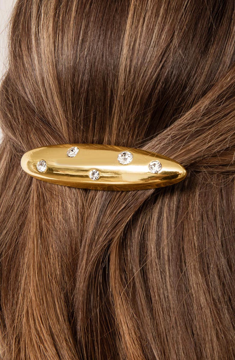 Ettika Crystal Studded Oblong Barrette, Alternate, color, Gold