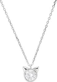 Queen Jewels Sterling Silver Cubic Zirconia Cat Pendant Necklace