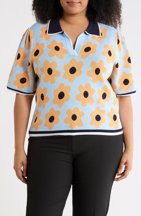 Flower Polo Sweater (Plus)