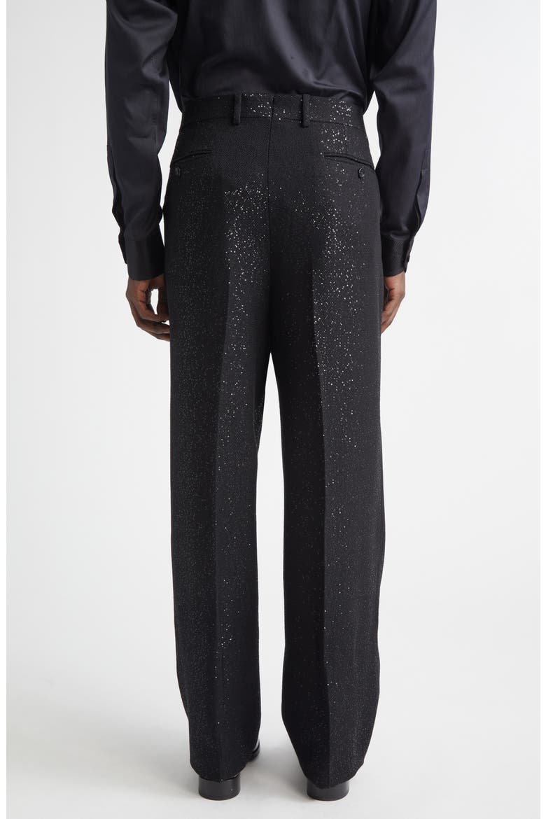 Sequin Wool Blend Crepe Straight Leg Pants, Alternate, color, NAA BLACK