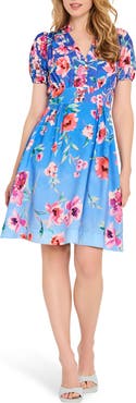 Tahari ASL Floral Fit & Flare Dress