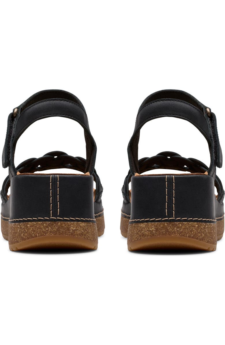 Clarks<sup>®</sup> Kassanda Wedge Sandal, Alternate, color, Black Leather