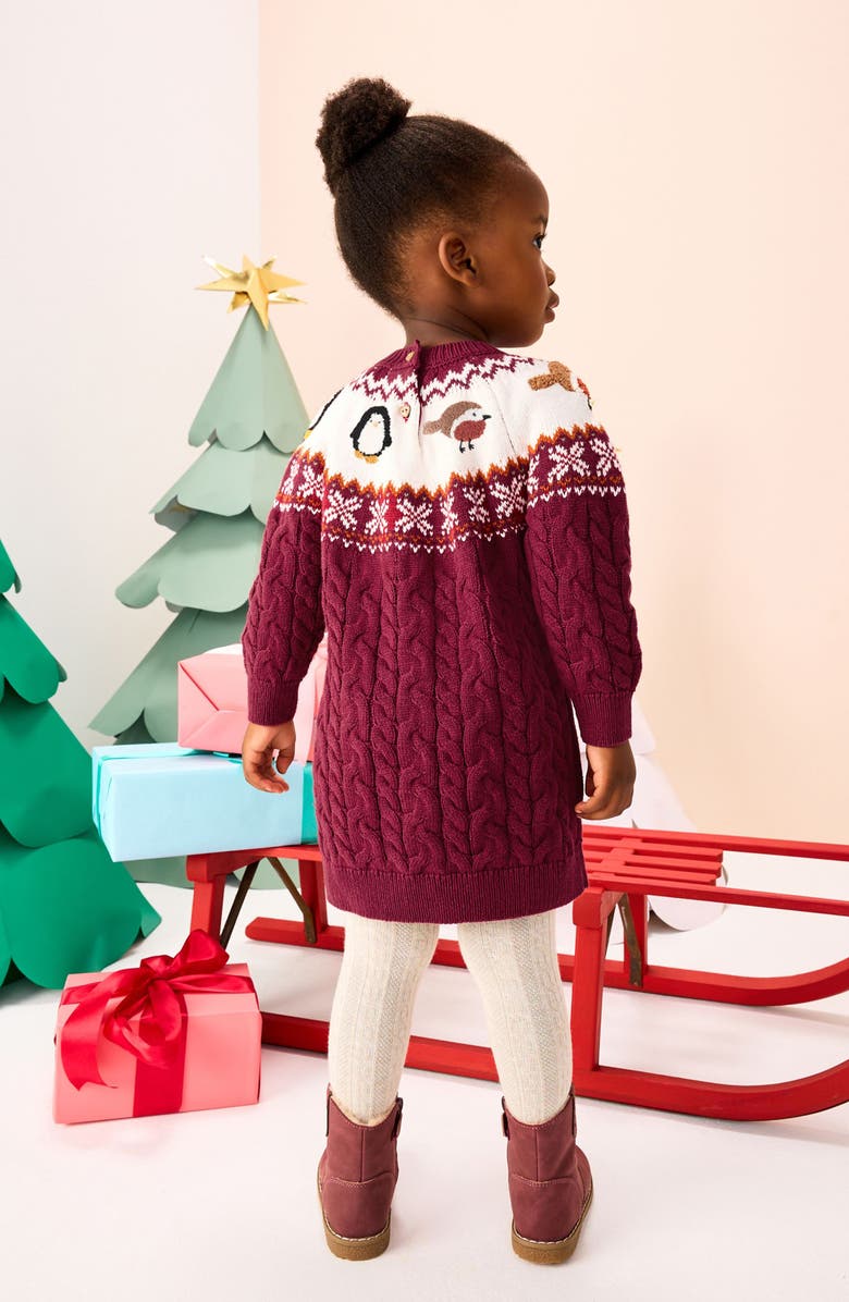 NEXT Kids' Fair Isle Sweater Dress, Alternate, color, Plum