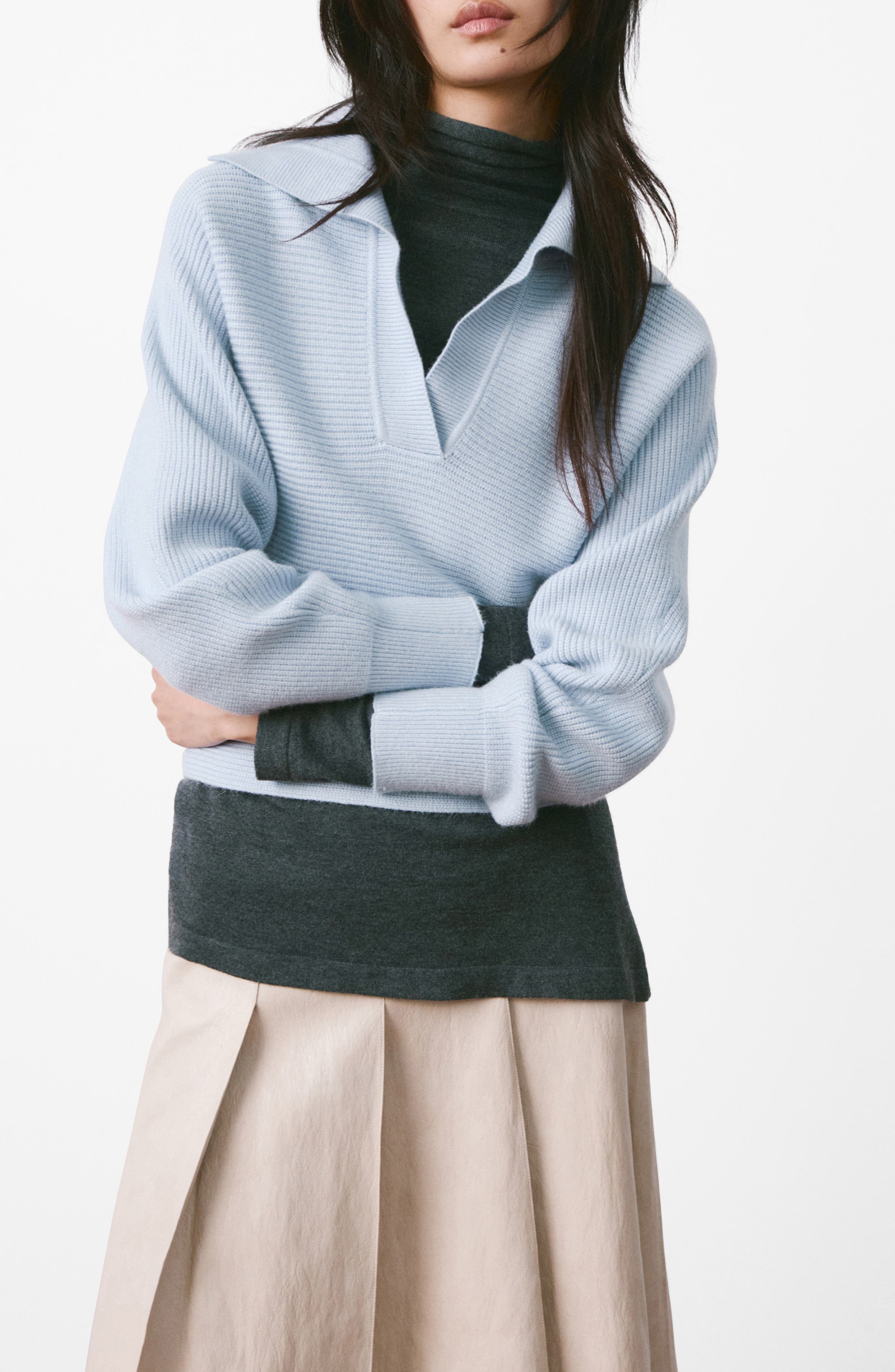 Rib Johnny Collar Sweater - image 3