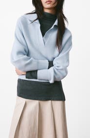 MANGO Rib Johnny Collar Sweater