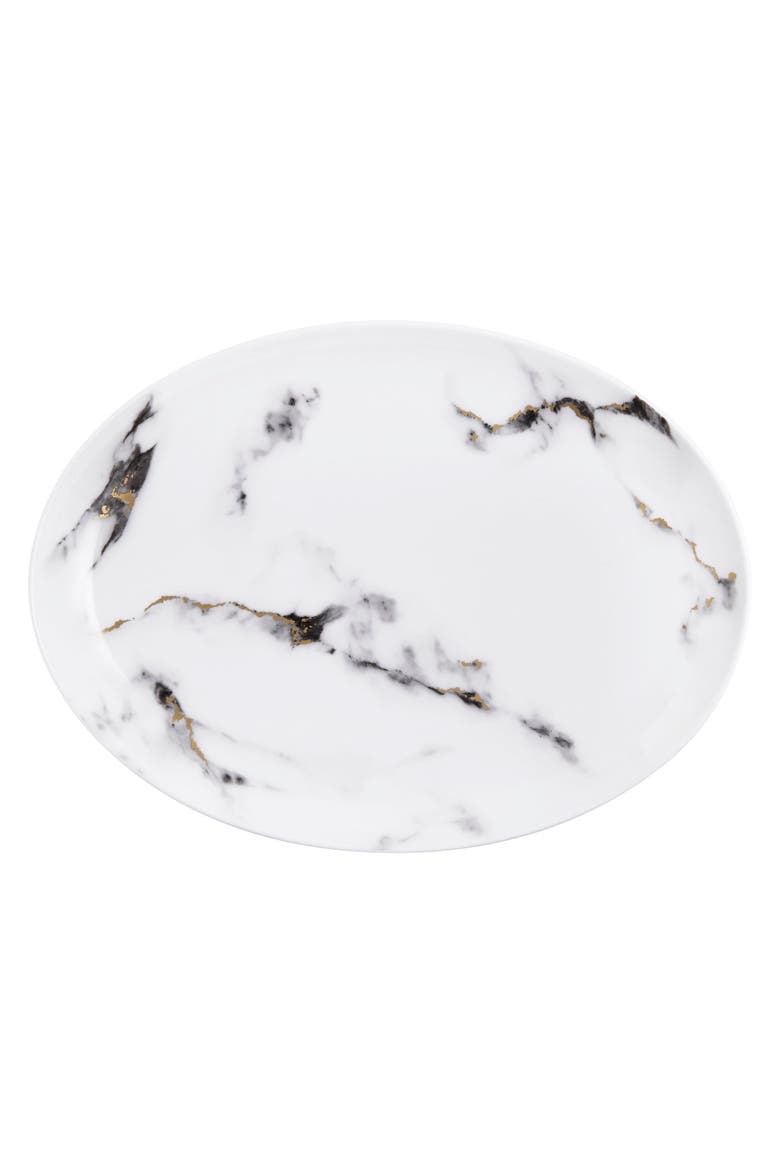 Marble Venice Fog 14 Inch Oval Platter, Main, color, White
