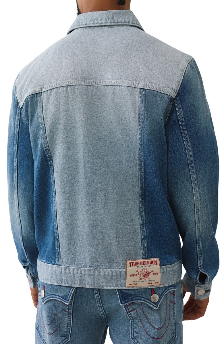 True Religion Reverse Denim Trucker Jacket, Alternate, color, Light Wintergreen Wash