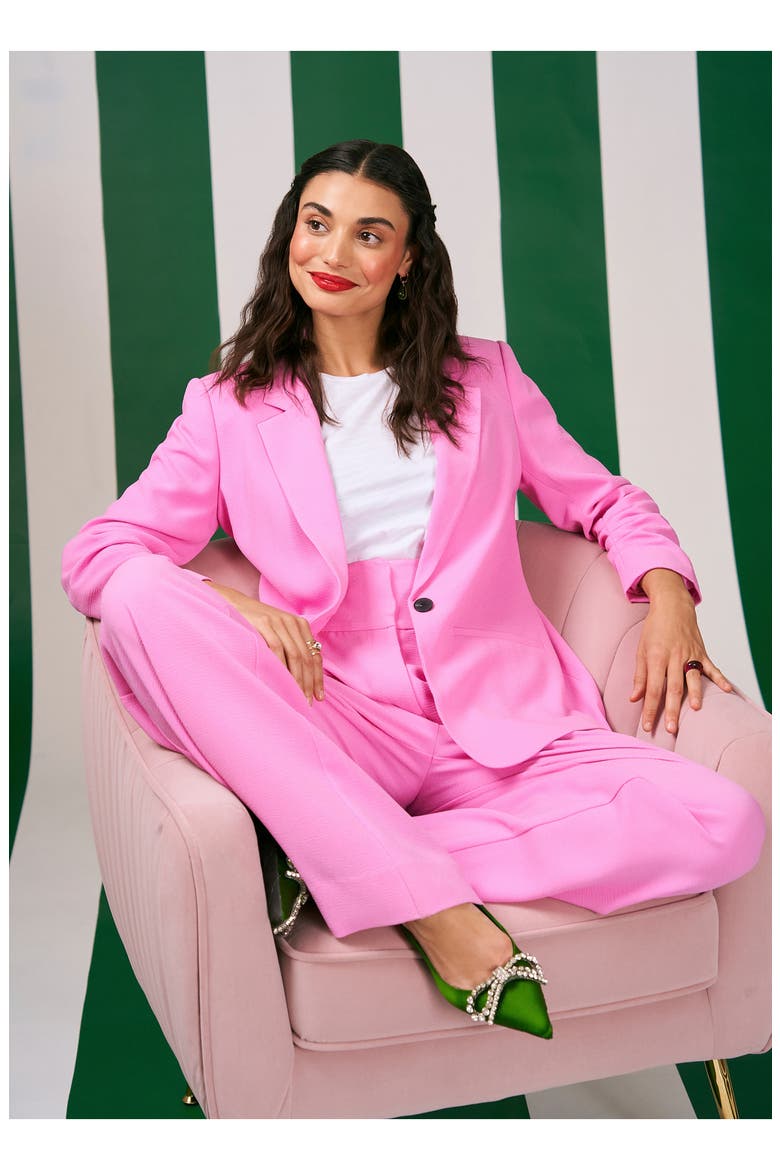 Ruched Sleeve Blazer, Alternate, color, BRIGHT PEONY