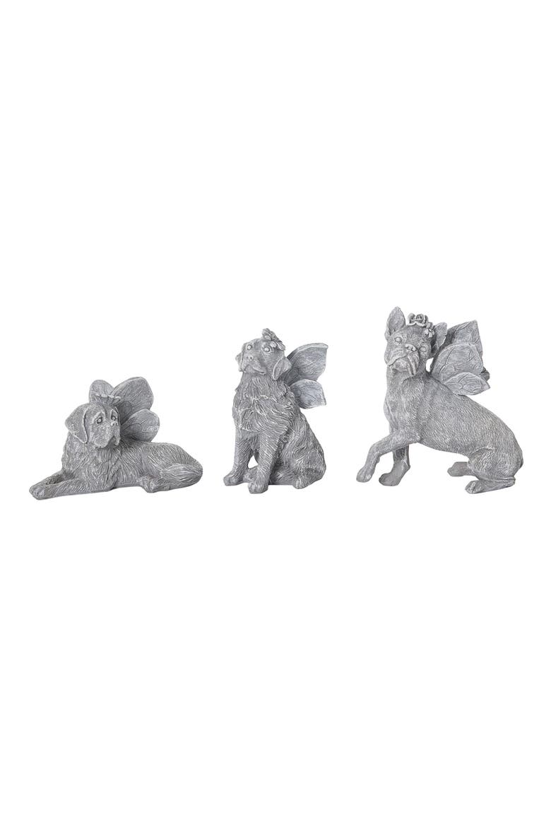 Small Resin Memorial Dog Angel Figurine Set of 3, Main, color, Gray