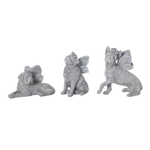 Small Resin Memorial Dog Angel Figurine Set of 3