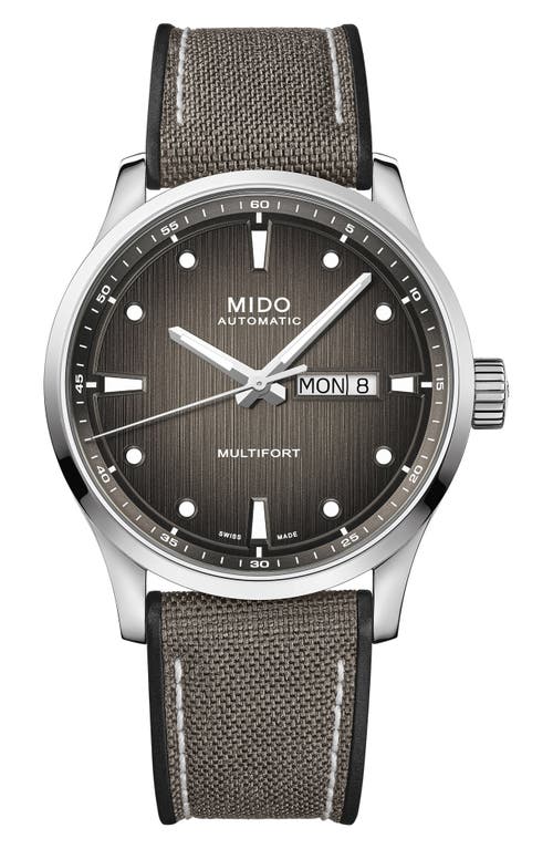 MIDO Multifort Automatic Fabric Strap Watch, 42mm in Grey Gradient at Nordstrom