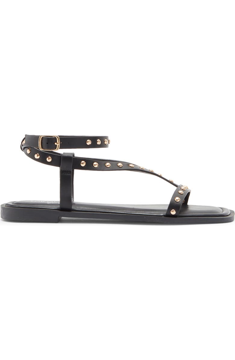 TOP MODA Zita Studded Ankle Strap Sandal, Alternate, color, Black Pu