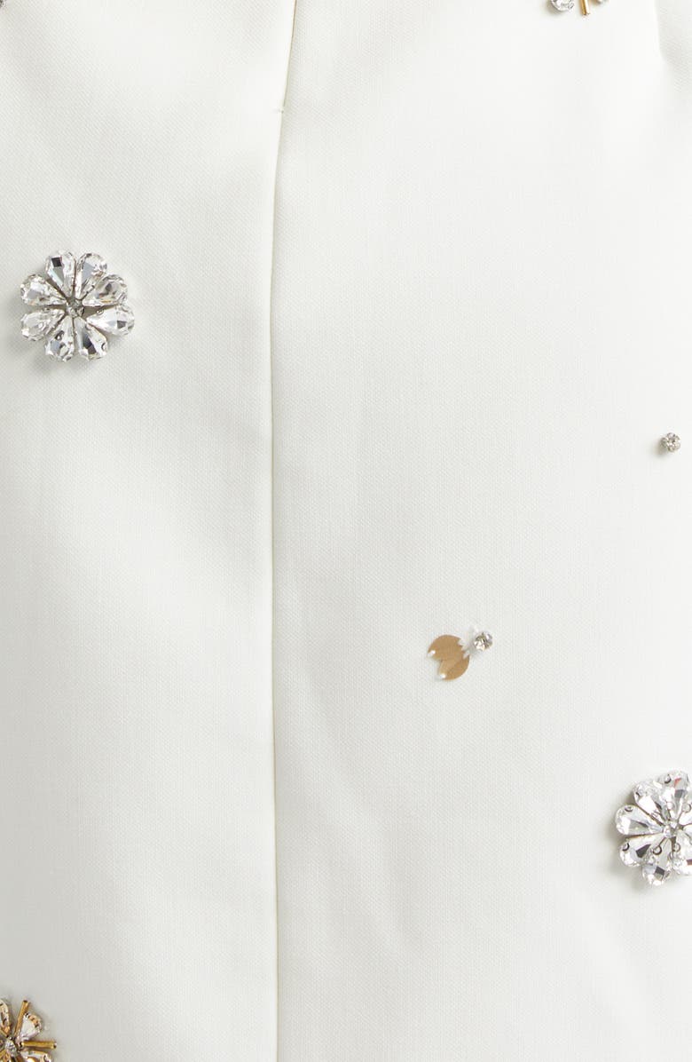 Cinq à Sept Samia Tumbling Crystal Flowers Strapless Dress, Alternate, color, Ivory