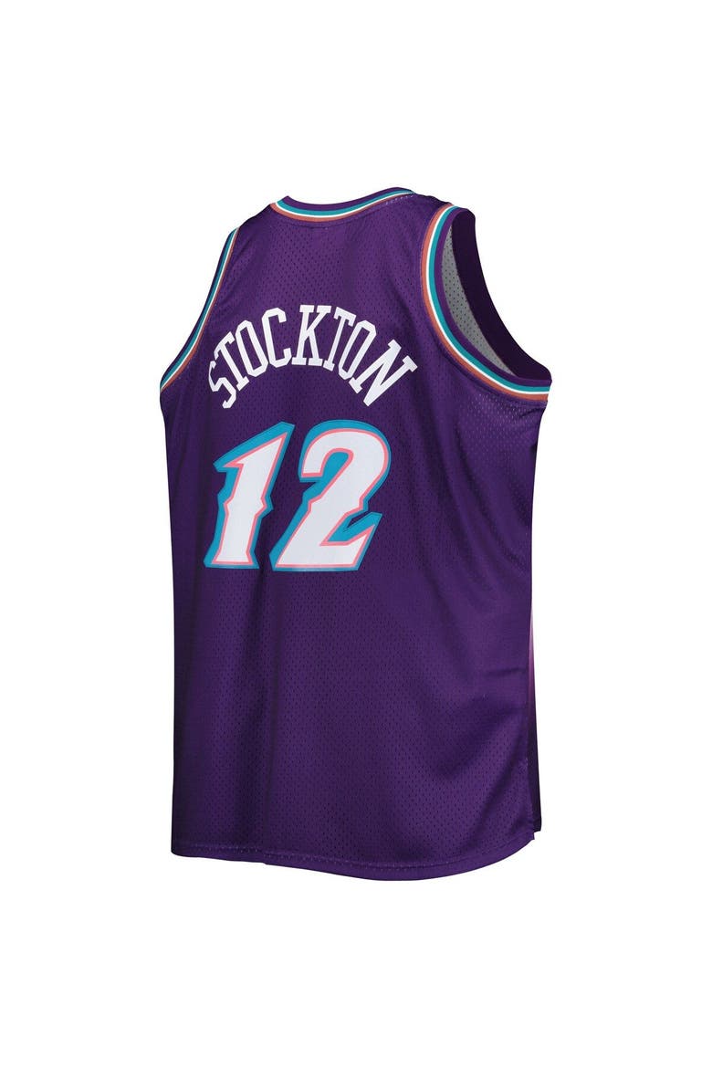 Men's Mitchell & Ness John Stockton Purple Utah Jazz Big & Tall Hardwood Classics 1996/97 Swingman Jersey, Alternate, color, Purple