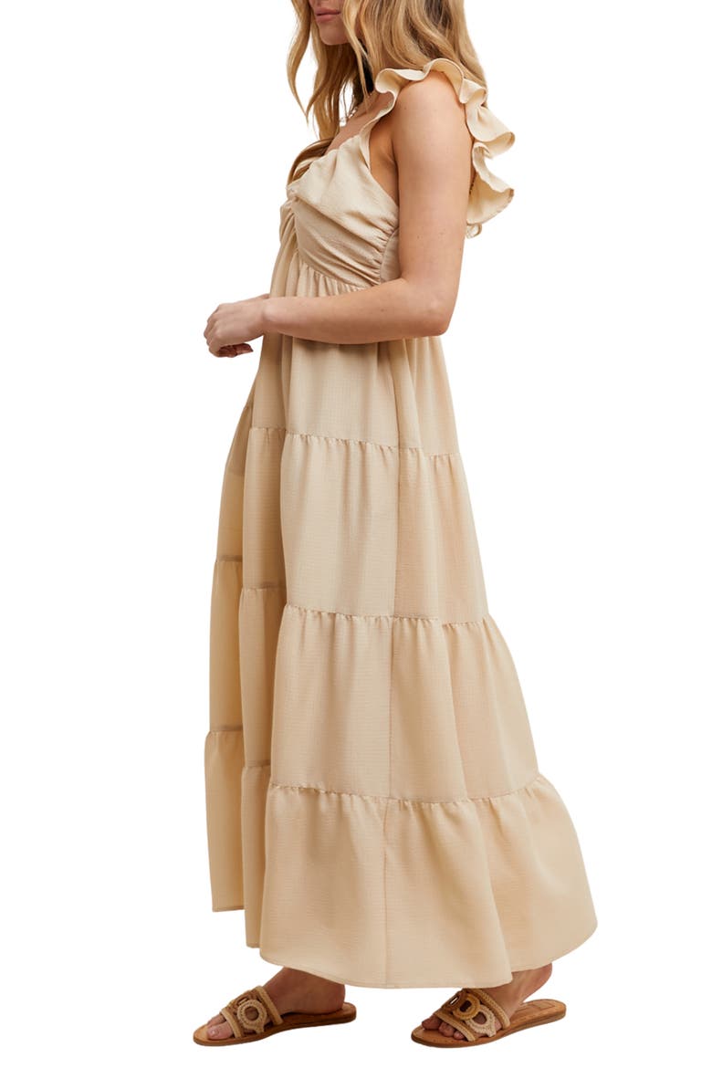 Textured Tiered Maxi Dress, Alternate, color, CHAMPAGNE