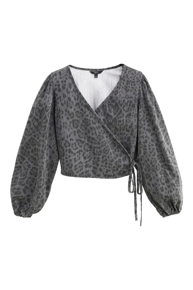 Animal Print Wrap Shirt, Alternate, color, LEOPARD