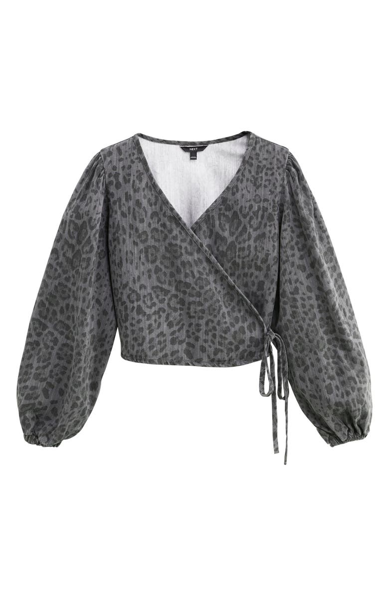 NEXT Animal Print Wrap Shirt, Alternate, color, Leopard