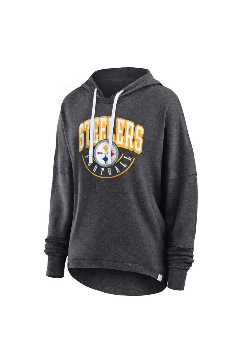 Women's Fanatics Branded Charcoal Pittsburgh Steelers Lightewight Modest Crop Lounge Helmet Arch Pullover Hoodie, Alternate, color, Charcoal