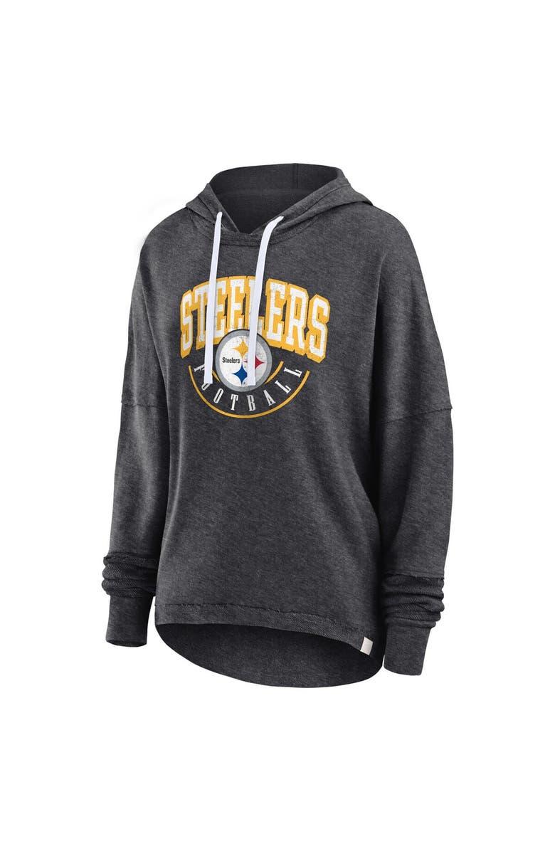 FANATICS Women's Fanatics Branded Charcoal Pittsburgh Steelers Lightewight Modest Crop Lounge Helmet Arch Pullover Hoodie, Alternate, color, Charcoal
