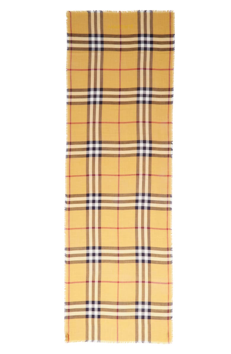 Burberry Giant Check Wool & Silk Gauze Scarf, Main, color, 