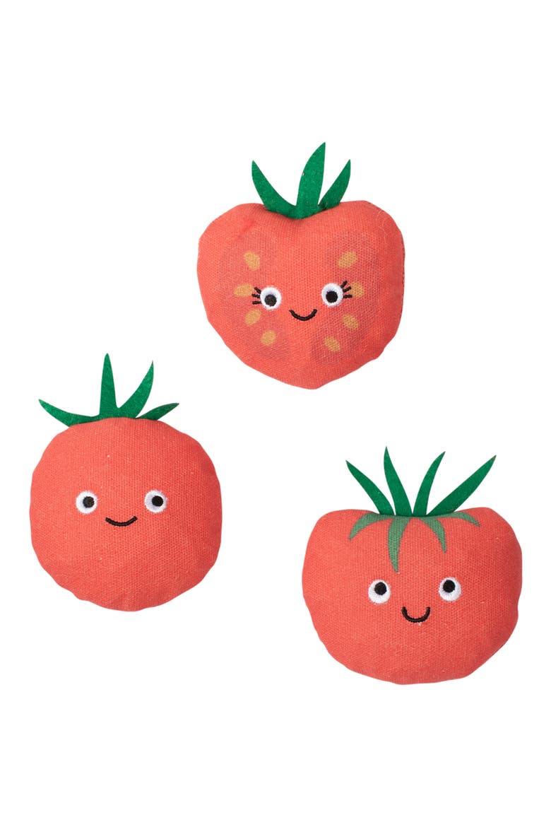 Always Ripe On Time Set of 3 Squeaker Dog Toys, Main, color, ORANGE