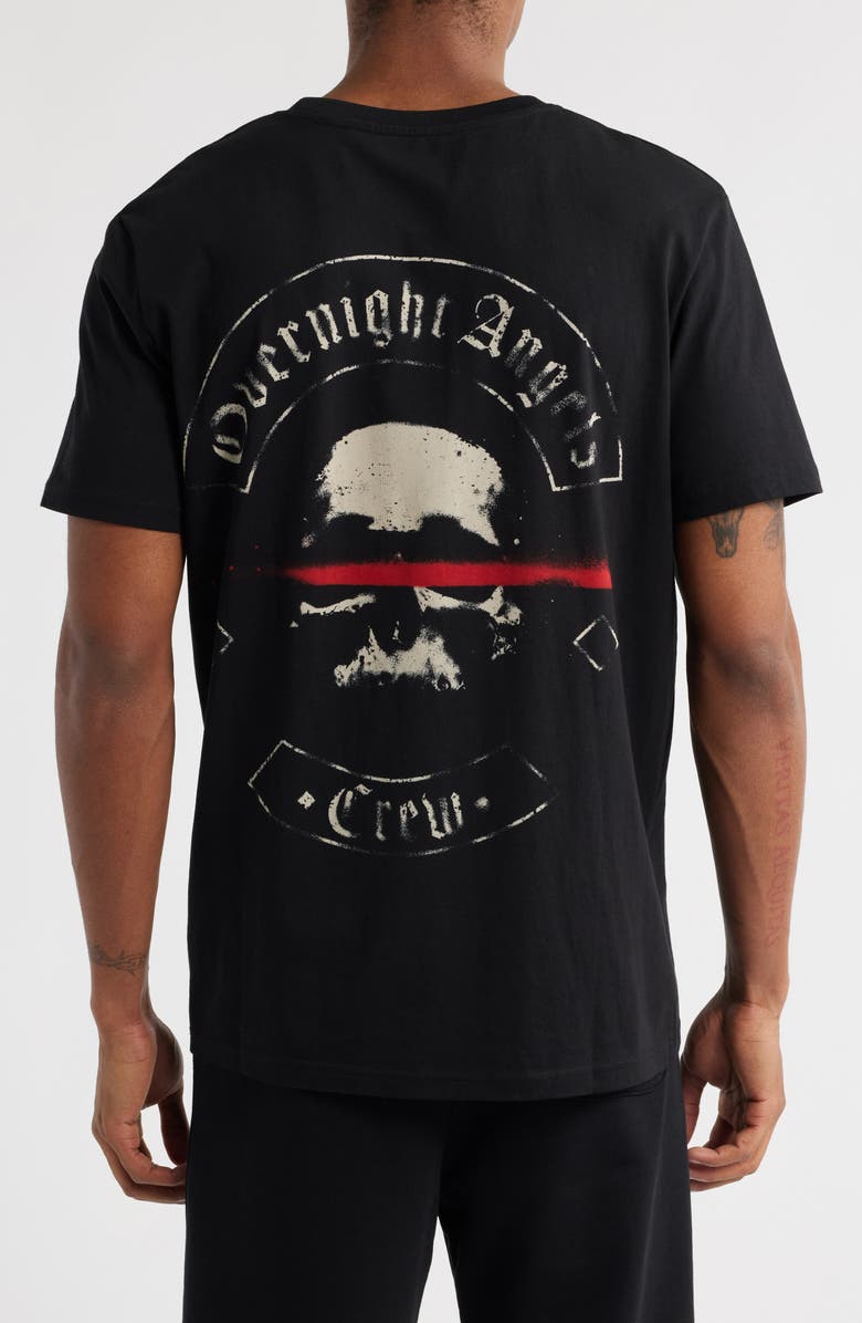 OVERNIGHT ANGELS CREW Red Graffiti Skull Organic Cotton Graphic T-Shirt, Alternate, color, Black
