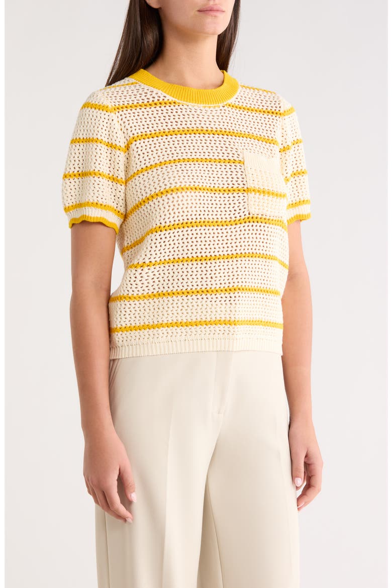 Dannah Stripe Open Knit Sweater, Alternate, color, CREAM-YELLOW