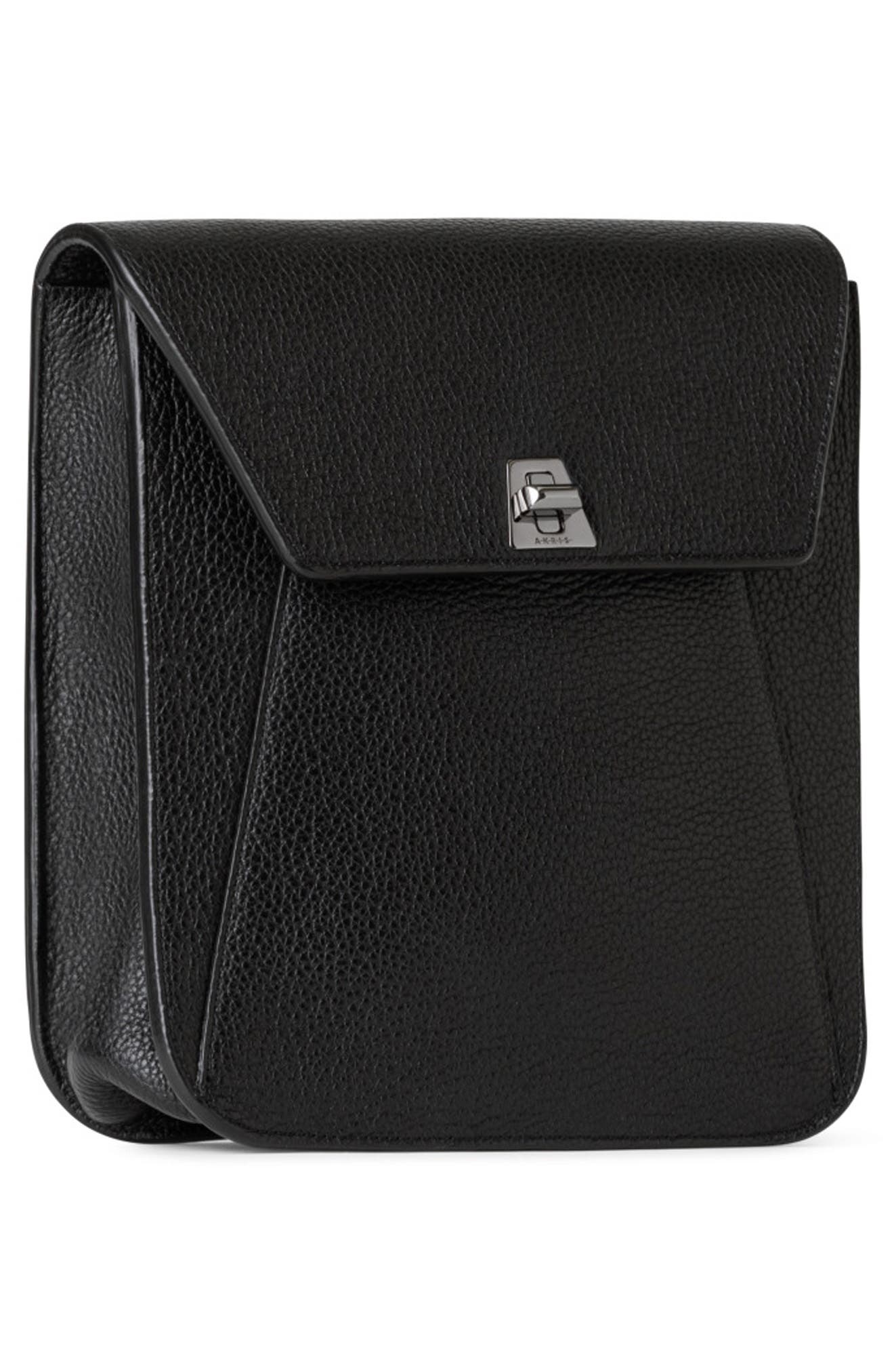 Akris Small Anouk Leather Crossbody Bag, Alternate, color, 009 Black