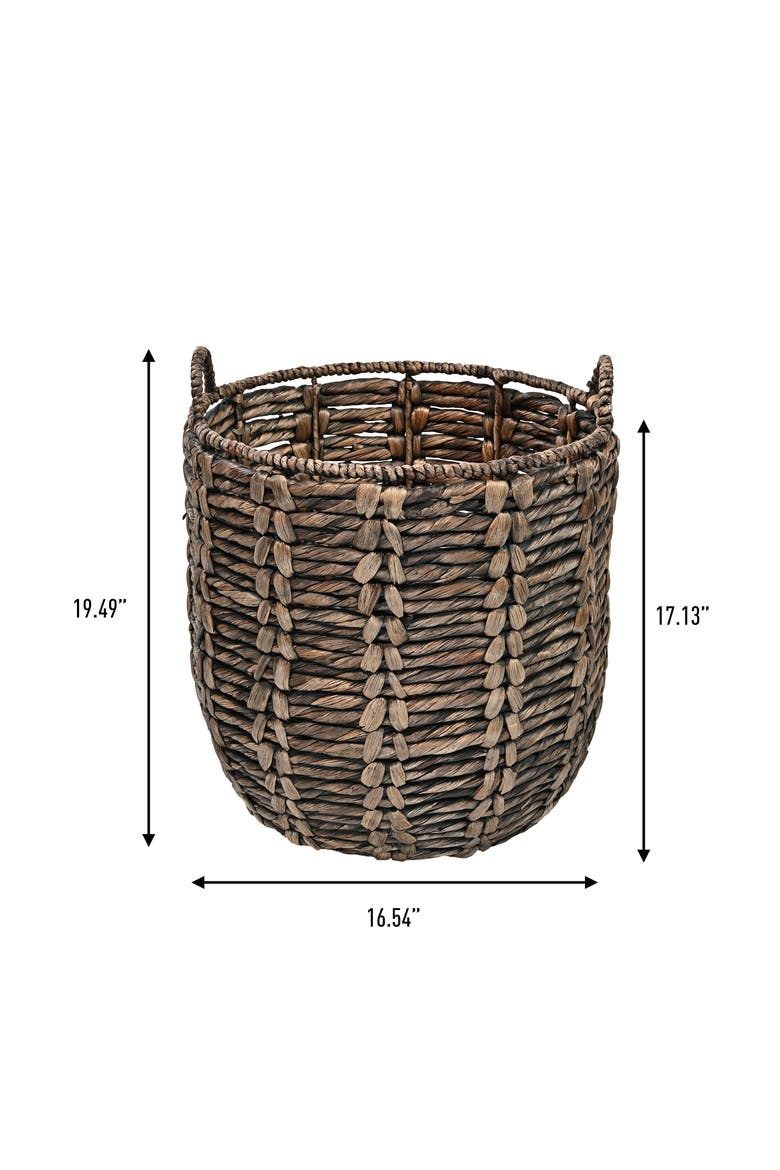 Laurel 19.49" Bohemian Handwoven Abaca Hamper Basket with Handles, Alternate, color, Brown