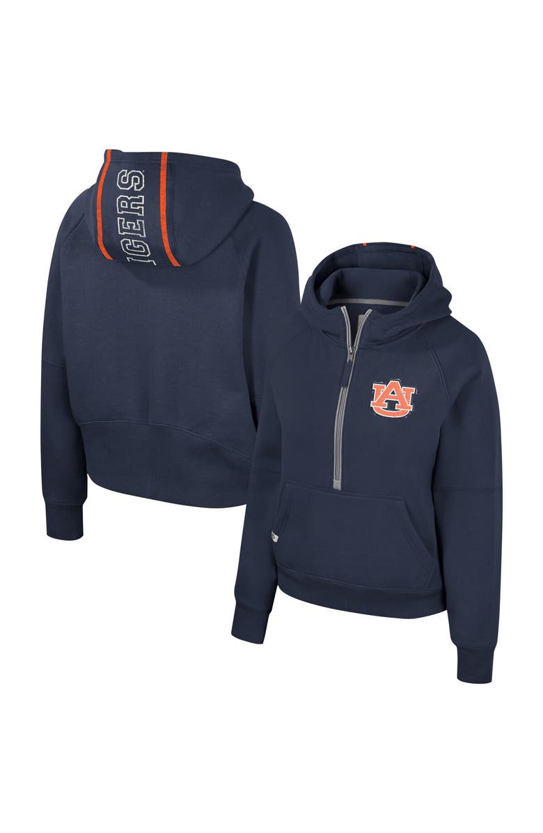 COLOSSEUM Women's Colosseum Navy Auburn Tigers Margo Raglan Half-Zip Hoodie, Alternate, color, 