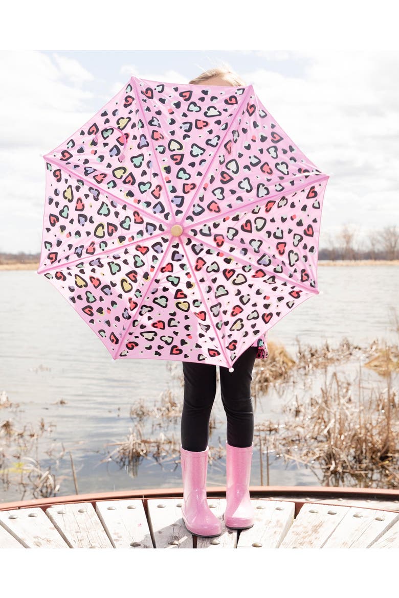Color-Changing Hearts Umbrella, Alternate, color, Rose Printed with Hearts