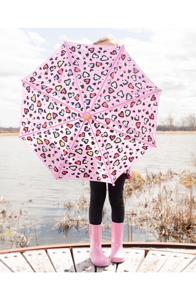 Deux par Deux Color-Changing Hearts Umbrella, Alternate, color, Rose Printed With Hearts
