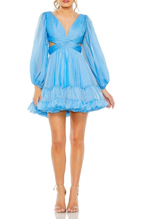 【Mac Duggal】フローラルエンブロイダリーレースアップミニ Women's Mac Duggal Mini Dresses | Nordstrom