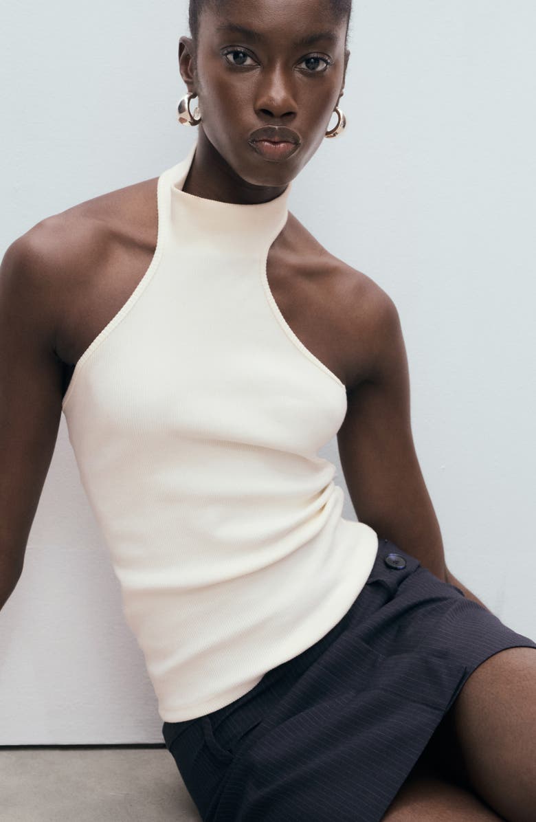 MANGO Pinstripe Wrap Front Miniskirt, Alternate, color, Navy