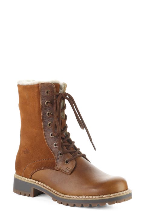 Cyrus Leather Boot with Faux Fur Trim