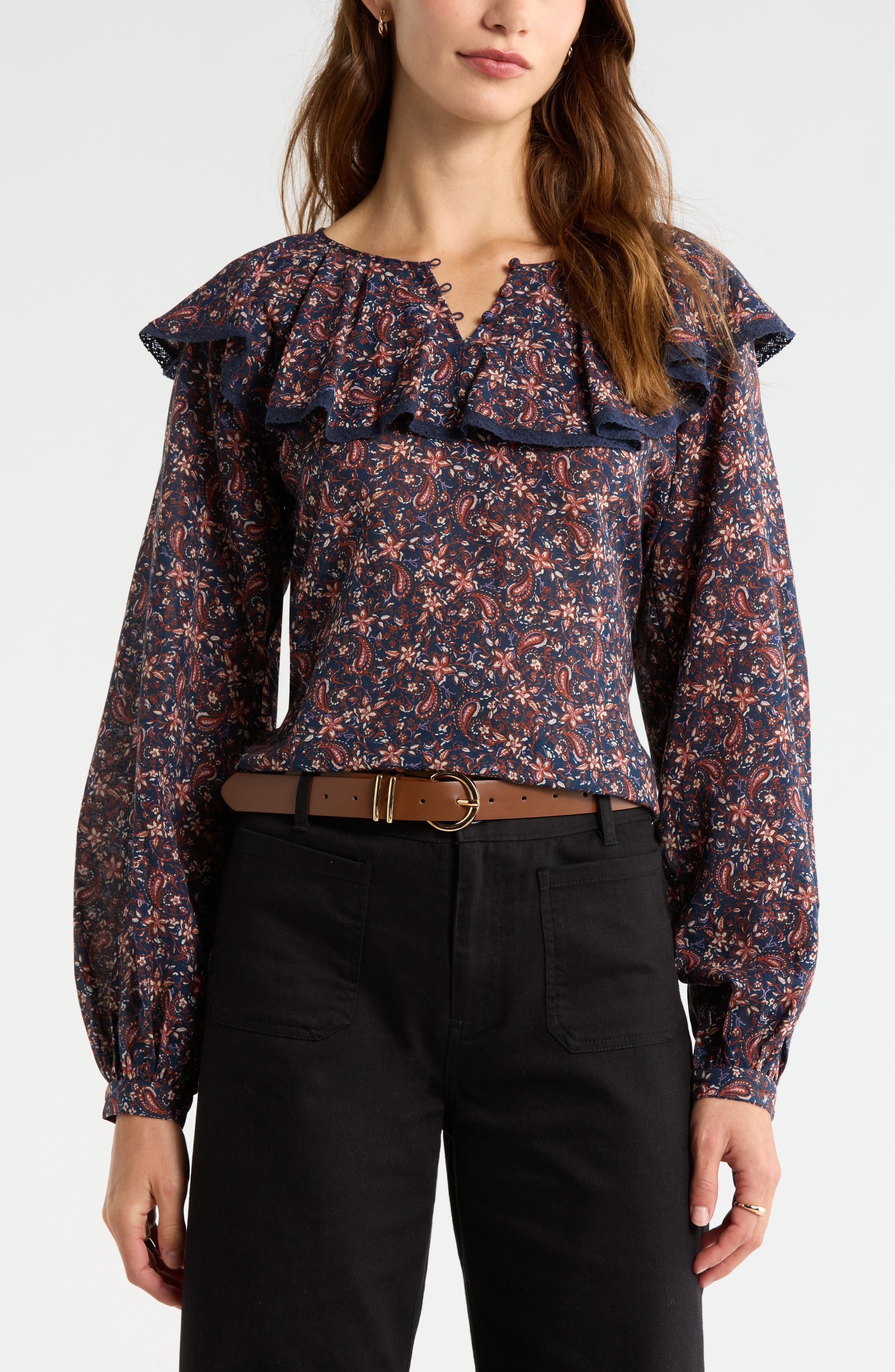 Treasure & Bond Ruffle Collar Top