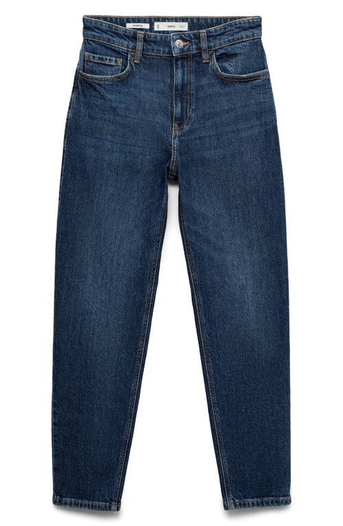Shop Mango Comfort High Waist Straight Leg Jeans In Dark Blue
