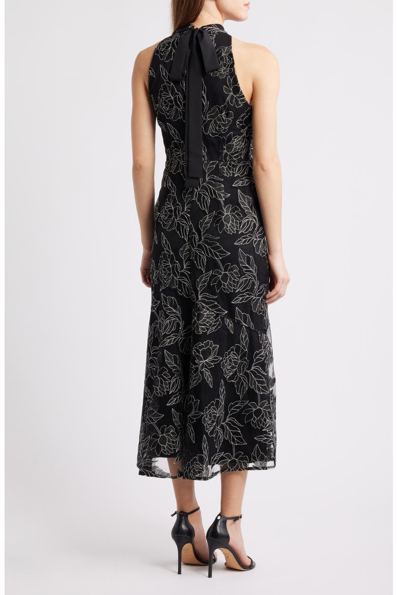 Embroidered Fit & Flare Cocktail Dress, Alternate, color, BLACK