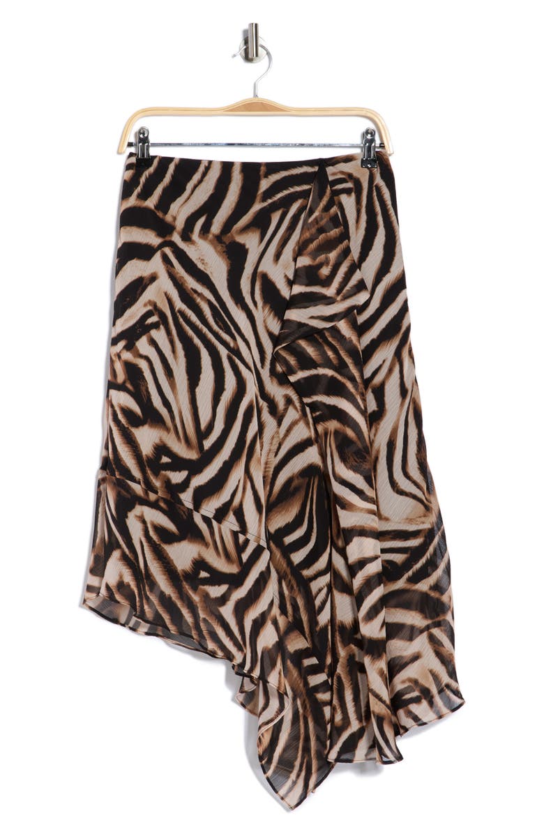 DKNY Ruffle Chiffon Skirt, Alternate, color, Blurred Zebra