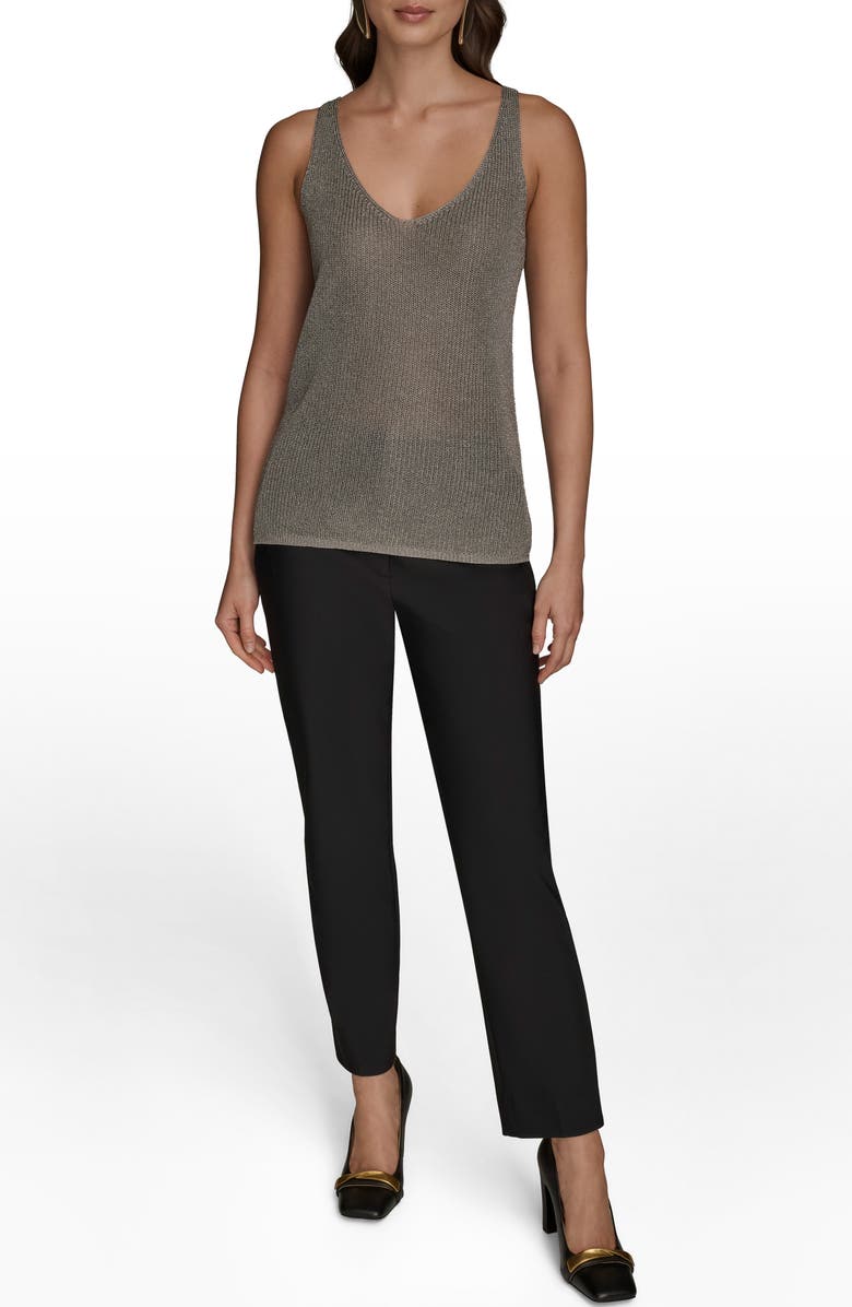 Donna Karan New York Metallic Sleeveless Sweater, Alternate, color, Heather Ir