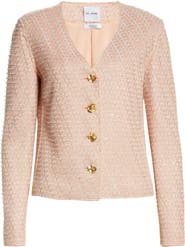 St. John Collection Raw Edge Sequin Tweed Knit Jacket