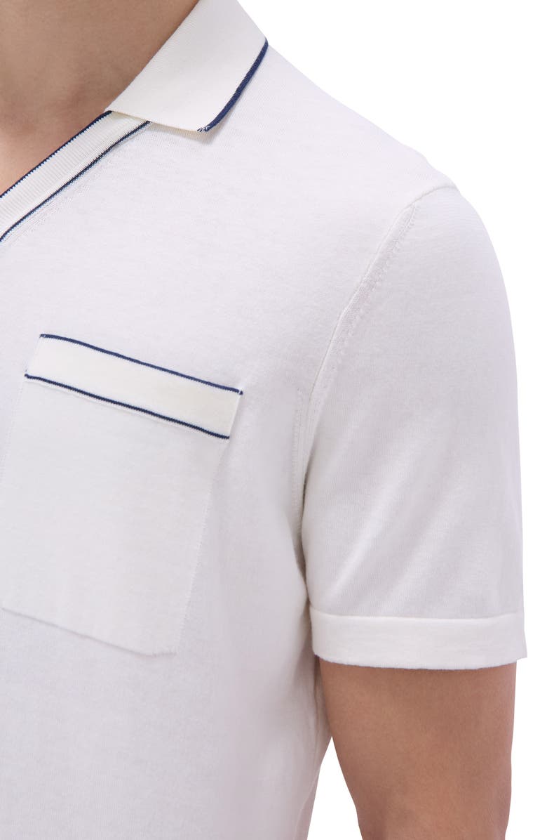 Bugatchi Tipped Cotton & Silk Pocket Polo Sweater, Alternate, color, 