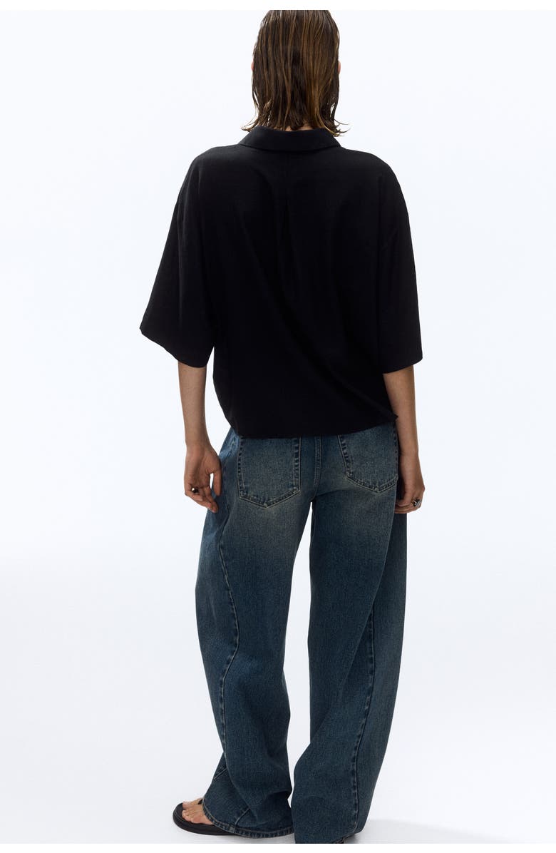 H&M Oversized Linen-blend Shirt, Alternate, color, Black