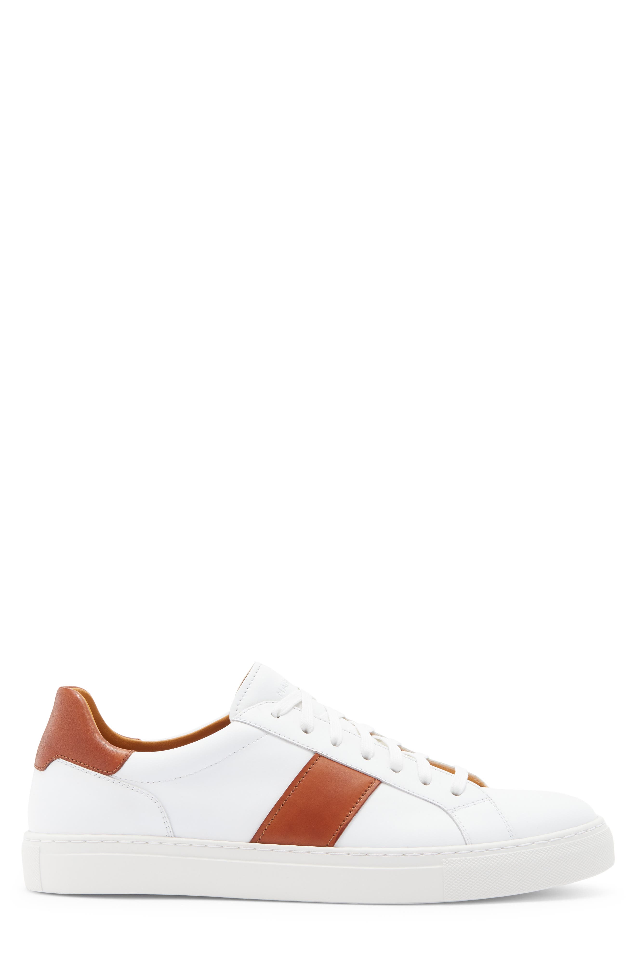 Magnanni Ashley Stripe Sneaker, Alternate, color, White / Cognac